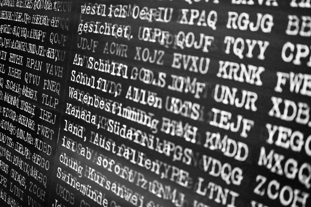 Rows of text on a dark background